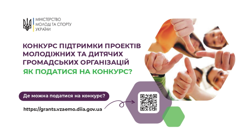 Міністерство молоді та спорту України оголошує конкурс з визначення проектів, розроблених молодіжними та дитячими громадськими організаціями, для реалізації яких надається фінансова підтримка у 2023 році